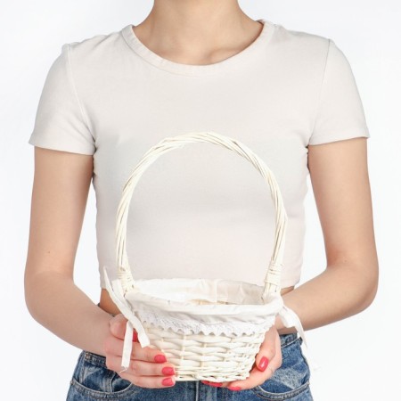 Wicker basket "twisted", 18 × 10/26 cm, willow, fabric