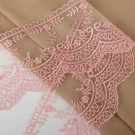 Lace on a grid, 95 mm × 11 ± 1 m, pale pink color-1