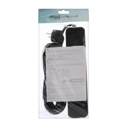 Extension cord Luazon Lighting, 2 euros+2 univ., 3 m, 2200W, 2x0.75 mm2, 3xUSB, with a switch, black-5