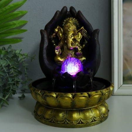 The desktop fountain from the network, the backlight "Golden Ganesha in the palms" 21x21x28 cm-5