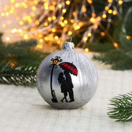 Christmas ball D-8 cm "Kiss under the umbrella" mix