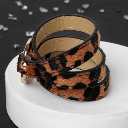 Bracelet Skin "Safari" leopard, black-brown color, 51 cm-4