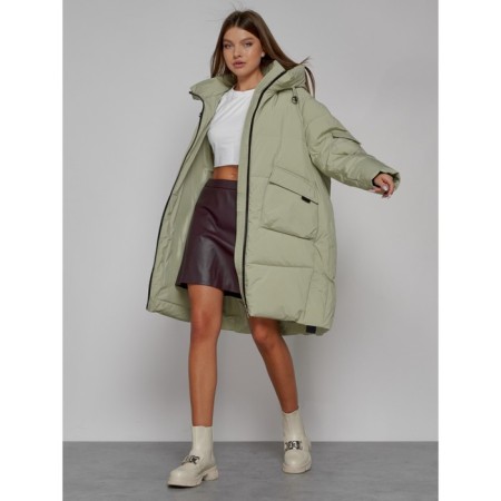 Coat insulated winter female, size 44, color light green-11