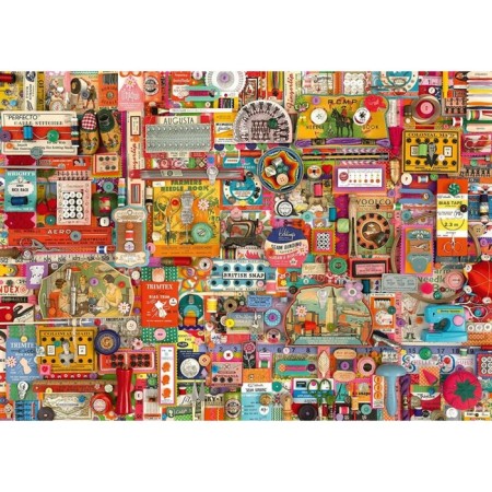 Puzzle "Sh. Davis. Collage: everything for sewing ”, 1000 elements-1