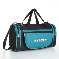 Road bag with lightning, long belt, 3 outer pockets, black/blue color
