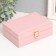 Casket to the leatherette for jewelry "Matte surface. Rectangular" Pink 16x11.5x5.5 cm