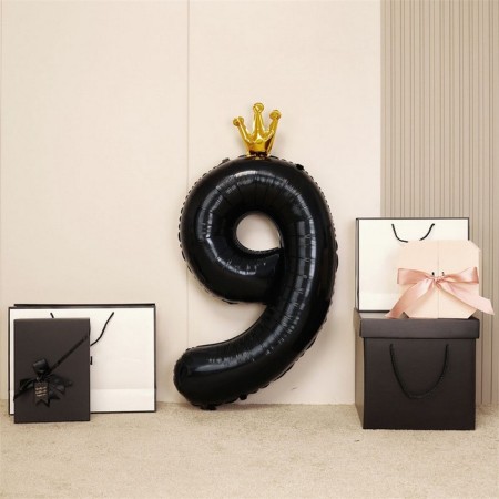 Foil ball 40 "Figure 9 with the crown", the color is black-2