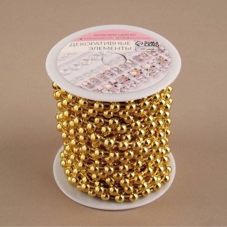Beads on threads, flat, 6 mm, 9 ± 1 m, gold color-2
