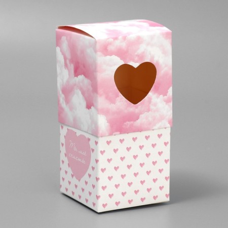 Bonbonnier box, gift packaging, pink clouds, 6 x 7 x 6 cm-1