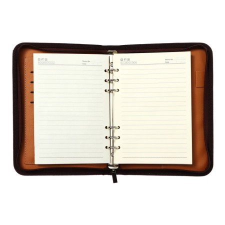 Organizer on the rings A5, 100 sheets ruler, with a calculator, on a zipper, brown-13