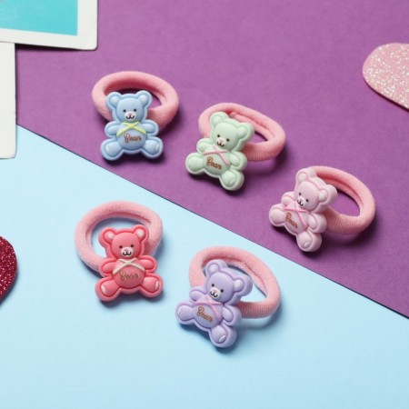 Hair gum "Baby" (set 10 pcs) Bear, mix-1