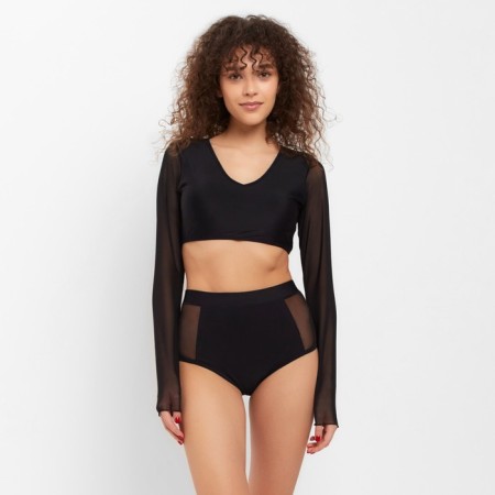 Separate female swimsuit with long sleeves minku black color, size 44