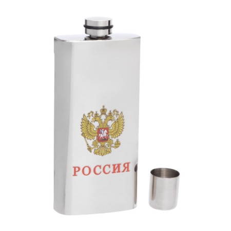 Flask for alcohol and water, 330 ml, "Russia", stainless steel, cover, gift-4