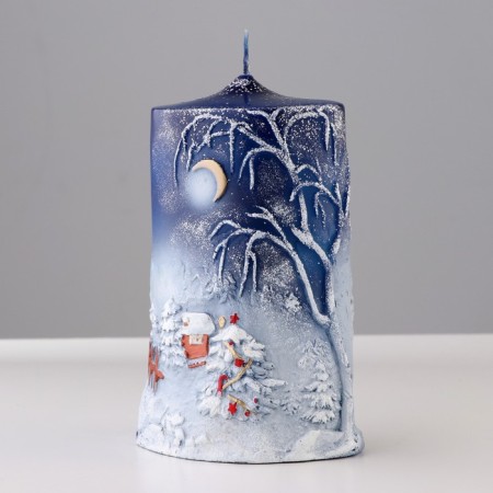 Candle - New Year's cylinder, large, 7x10x16 cm-2