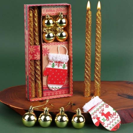 New Year's twisted candles with the decor "warmth in the new year!",-1