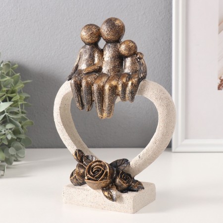 Souvenir Polystone "Family on a Stone Heart with Roses" under bronze 7.8x15.3x21 cm-3