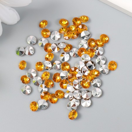 Decor for creativity in the bottle "Rhinestones. Bright yellow" set 250 pcs d = 0.6 cm 4x3x3 cm-3