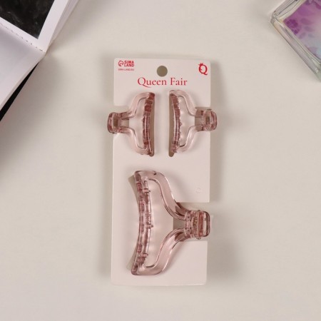 Hair crab "Florian" (set of 3 pcs) arc form, 6.5 and 4 cm, pink