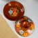 Set for pancakes 7 items: 1 pc. Pancake, 6 pcs. plates, with painting, multi -flowers