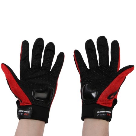 Motorcycle gloves with protective inserts, pair, size XL, red-1