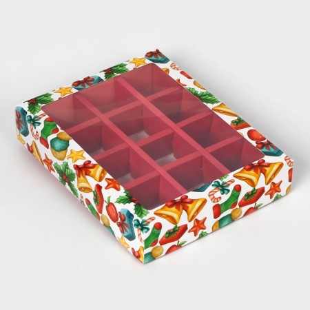 New Year. Box under 12 sweets "Happy New Year", 19 x 15 x 3.6 cm, confectionery packaging-3
