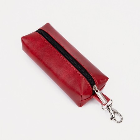 Key of zipper, length 13 cm, ring, carbine, red color