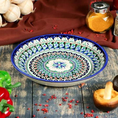 Largan Rishtan ceramics "Patterns", 25 cm, blue-3