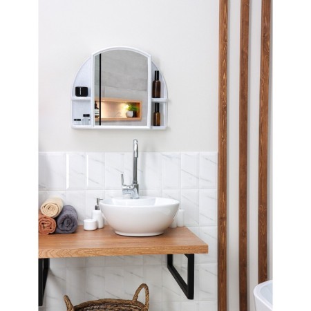Bathroom cabinet with a mirror "Orion", color white marble-10