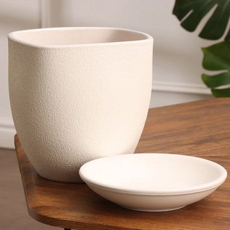 Flower pot "Brashia" white embossed 3.5 l-1