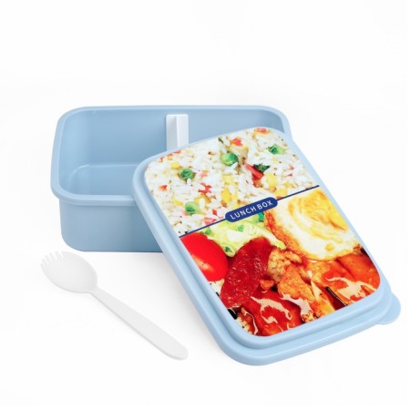 Lunch-box, 980 ml, with a spoon, 18 x 13.5 x 6 cm, mix