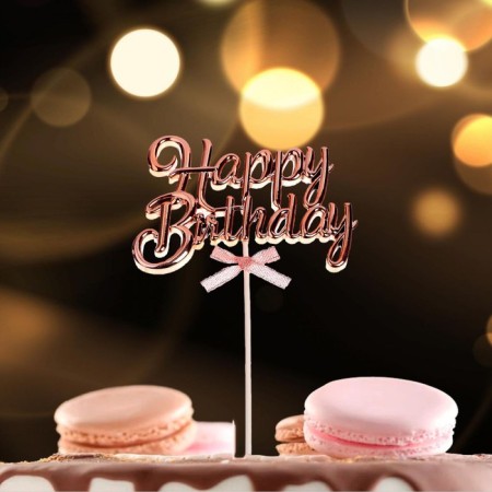 Topper "Happy Birthday", color pink gold-1