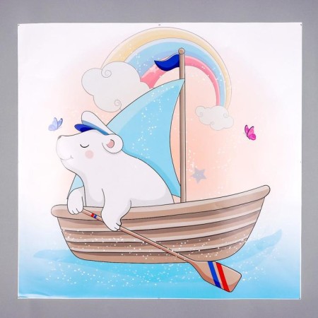 Stick plastic interior color "White Bear in a boat" 58x60 cm-1