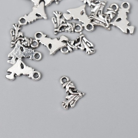 Decor Metal for creativity "Witch on a broomstick" Silver G039B931 set 30 pcs 1.1x0.9 cm