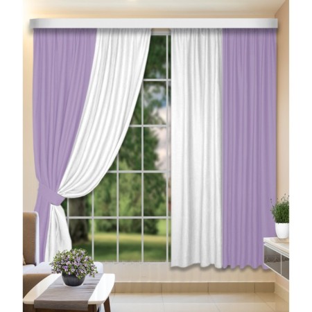 Set of curtains, size 160x260 cm, 2 pcs, lilac white color