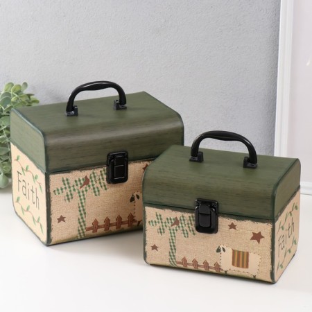 Cardboard Cardboard chest "Sheep under the stars" set 2 pcs 22x17x17.6 19x14.2x14.7 cm