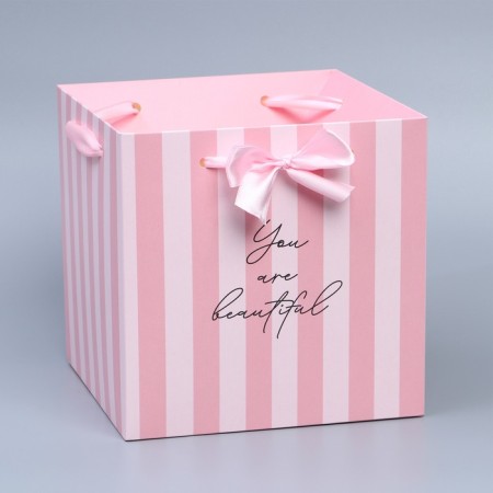 Box with ribbons "You are beautiful", 19 × 19 × 19 cm-2