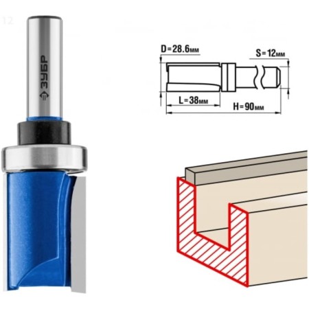 Frases groove bison 28756-28.6-38-12, straight, shank d = 12 mm, 28.6 x 38 mm
