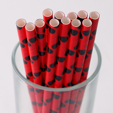 Pipe for cocktail "Peas", set 12 pcs., Red color-3