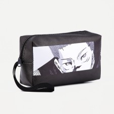 Cosmetic bag with a lightning, with a pen, black color