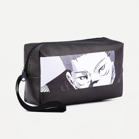 Cosmetic bag with a lightning, with a pen, black color