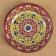 Plate of the Rishtan ceramics "Kalam", 23 cm, red-yellow, Mix patterns