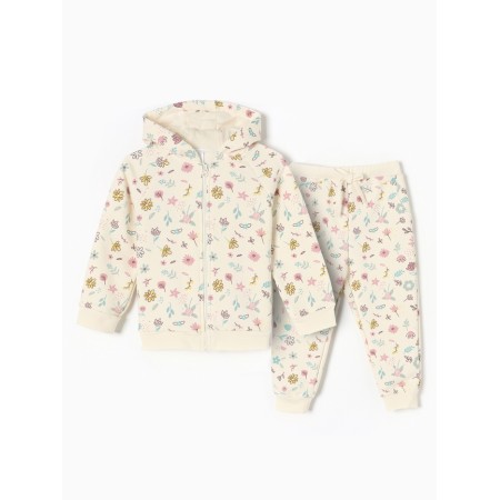 Costume: sweatshirt and pants crumb I Flower, height 68-74 cm, beige-3