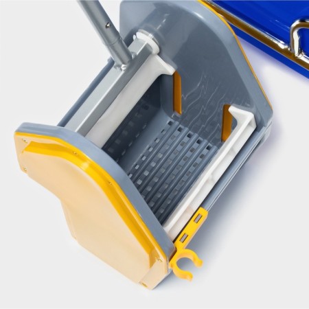Cleaning trolley with vertical spin, two buckets of 25 liters, on wheels, chrome frame-7