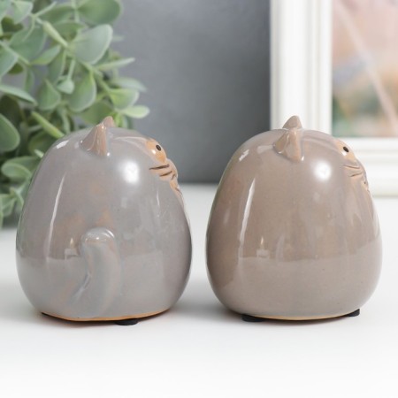 Souvenir Ceramics "Gray Cats" set 2 pcs 6x6.5x6.7 cm-1