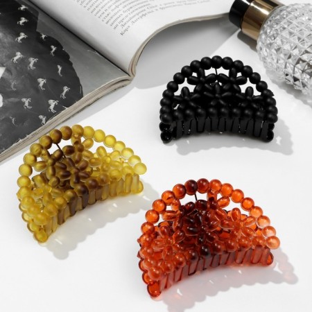 Hair crab "matte" flowers beads, 7 cm, mix-2