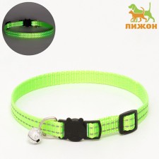Fitty-cutting collar, with a silver bell, 19-32 x 1 cm, green