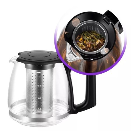 Tea kit KitFort KT-6609, glass, 1.7/1 l, 2200 W, adjustment T °, ​​display, black-4