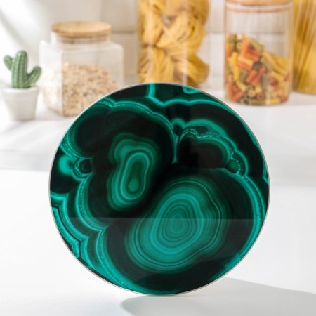 Board cutting glass shade "Malachite", d = 20 cm, green color