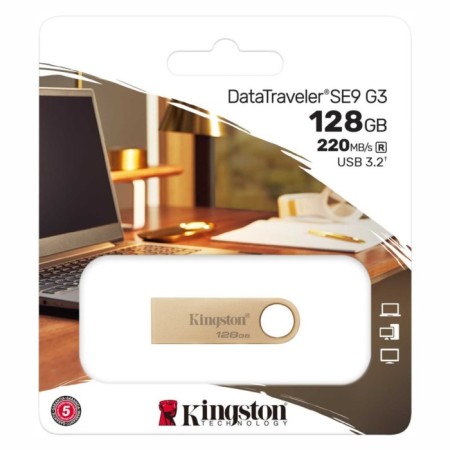 USB flash drive_128 GB kingston dt SE9 G3 Golden/R220MB/S/W100MB/USB 3.0/DTSE9G3/106987