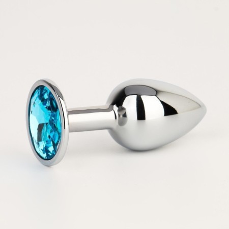 Anal traffic jam-hoods, silver, blue crystal, d = 28 mm-1